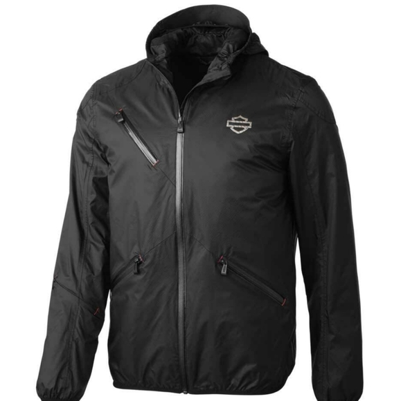 Harley-Davidson Men's Cordura Ripstop Mesh Lined Slim Fit Hooded Jacket -Black - Picture 3 of 10